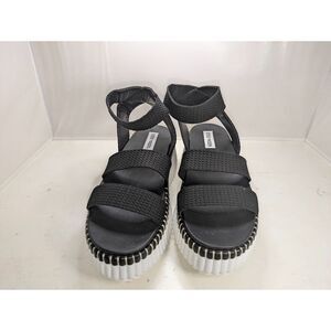 Steve Madden Shelle Sandals Black White Platform Chunky Y2K Size 10